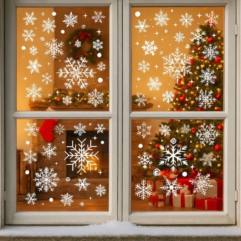 Christmas Snowflake Window Stickers Festive Glass Wall Decals