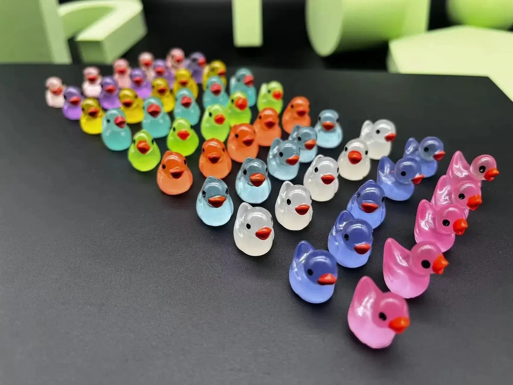Glow in the Dark Mini Resin Ducks Fairy Garden Accessories Set