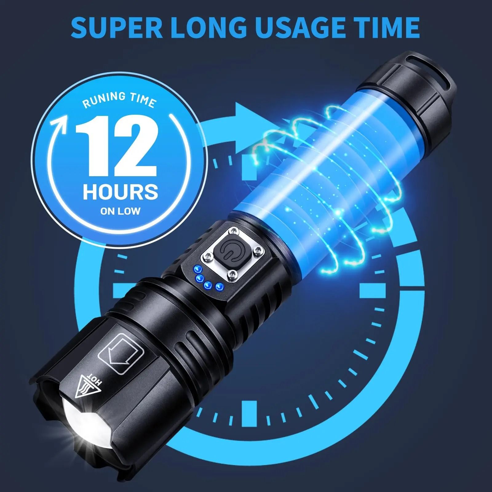 Rechargeable High Lumen Flashlight Waterproof 990000 Lumens with 5 Modes