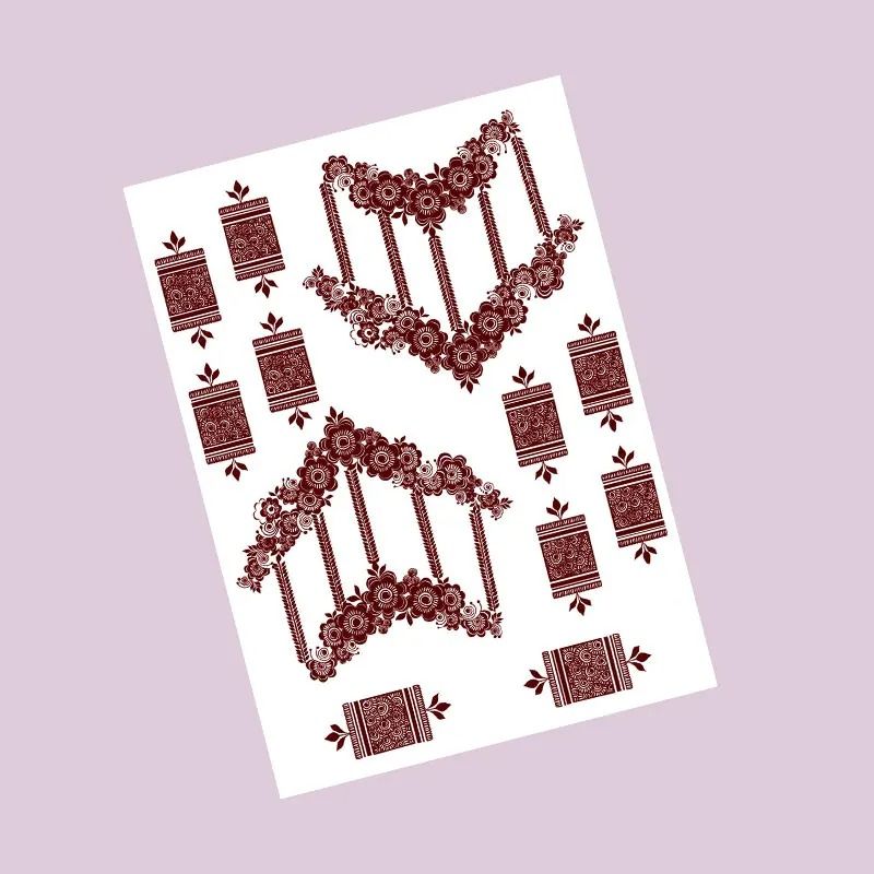 ElegantBloom Henna Tattoo Stickers Brown Temporary Mehndi Tattoos Floral Hand and Foot Body Art
