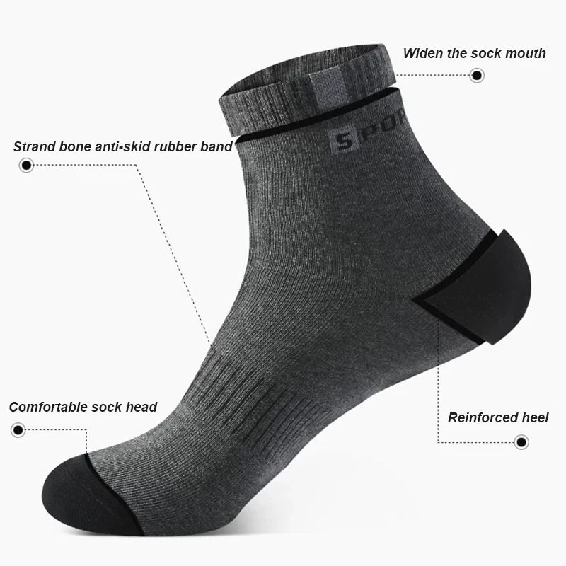 Cotton Sport Socks for Men Breathable Soft High Elastic Mid Tube 5 Pairs