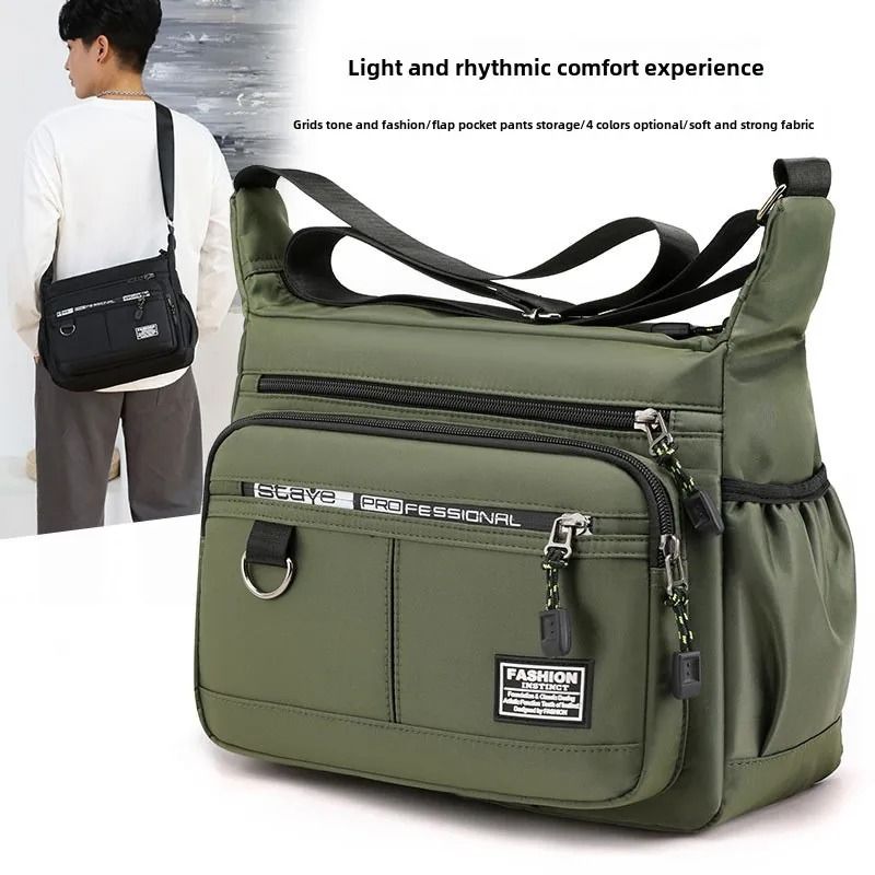 Oxford Shoulder Bag Large Capacity Mens Casual Multi Layer Pocket Single Shoulder Crossbody Luxury Messenger Bag