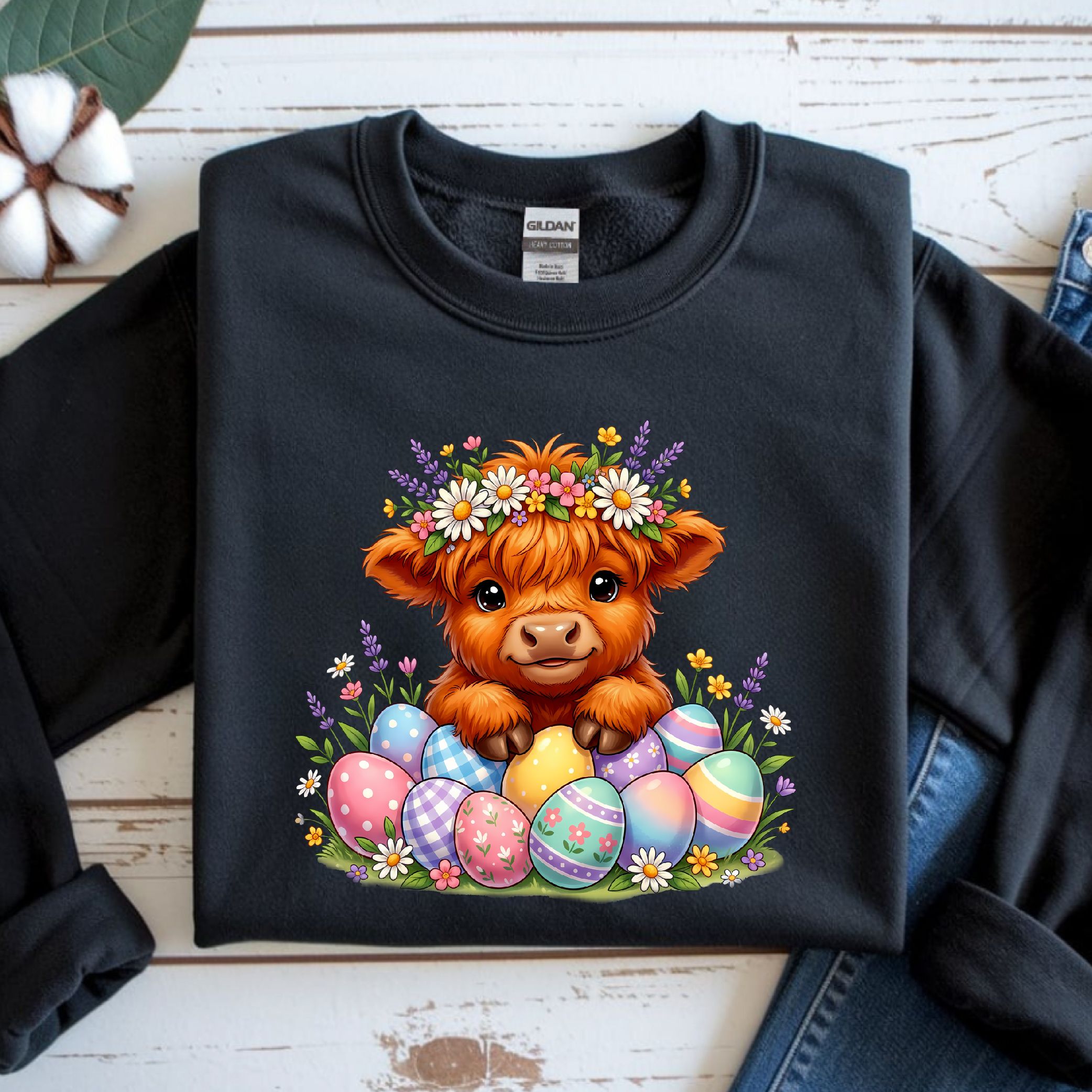 Cute Easter Highland Cow T-Shirt, Happy Easter Tee, Easter Cow Shirt