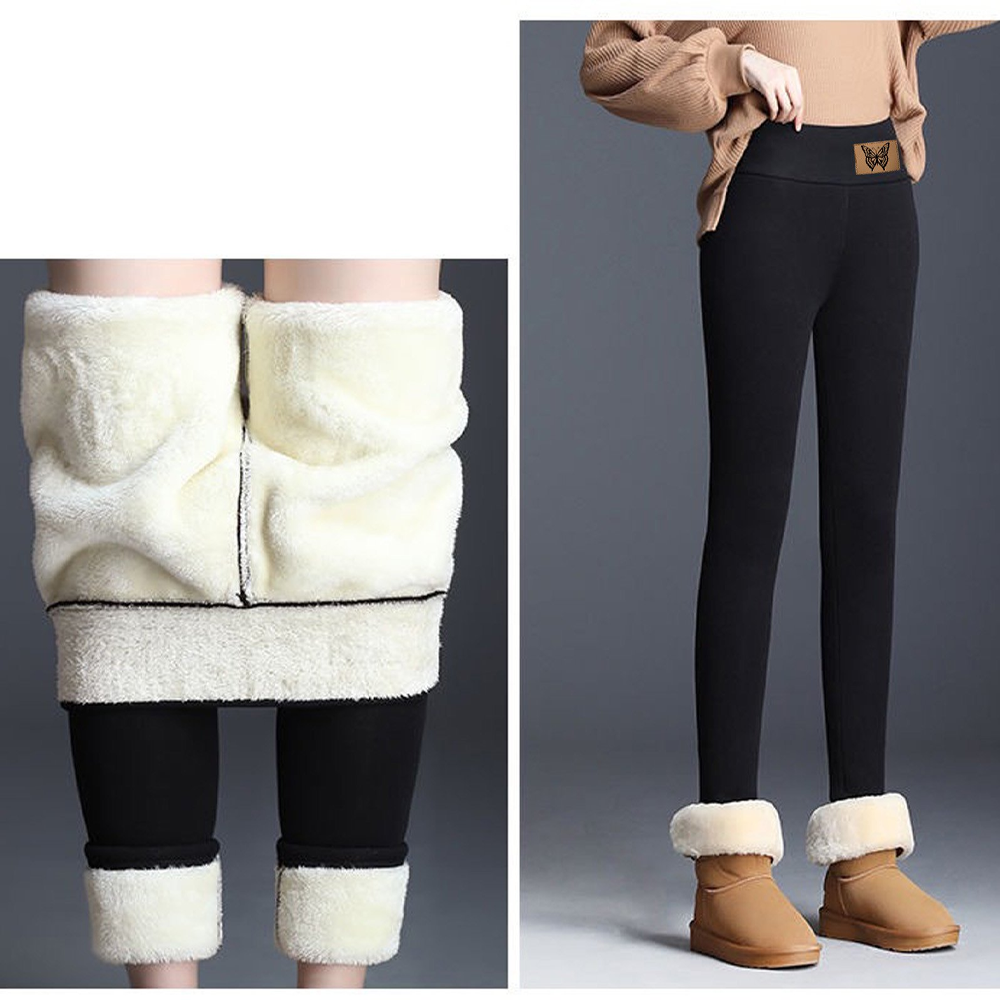 Thick Cashmere Wool Leggings Women | High Waisted Fleece Lined Leggings | Stretchy Warm Thermal Pants
