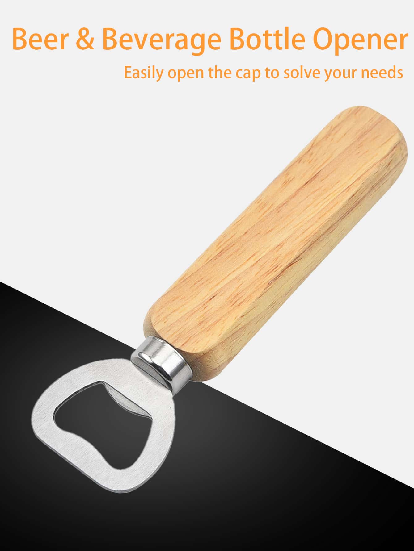 Bartender Bottle Openers with Wood Handle Beer Soft Drinks Bottle Opener for Home and Restaurant