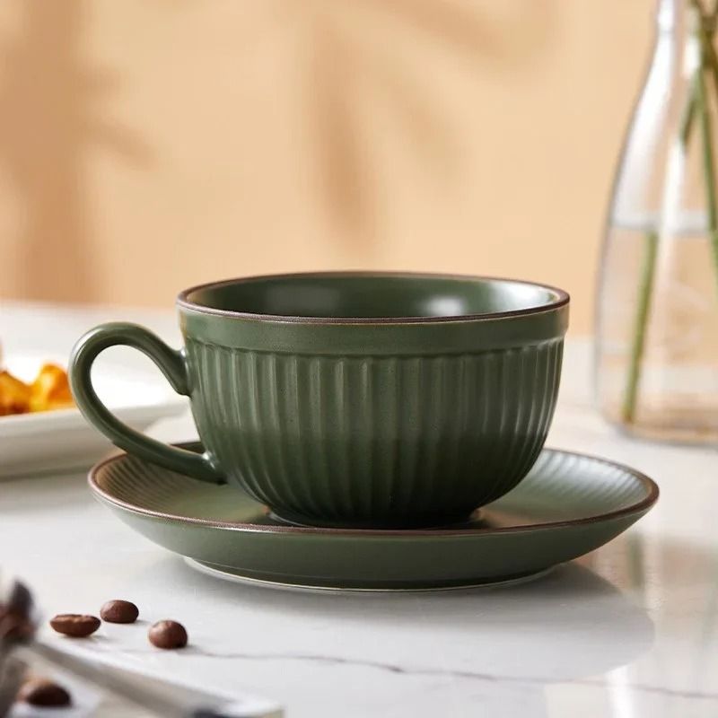 Retro Pumpkin Ceramic Cup and Saucer Set
