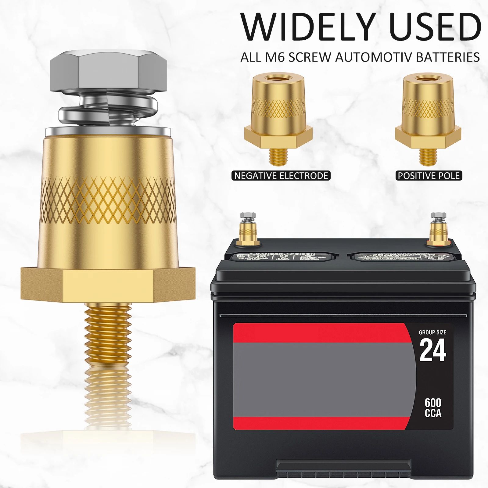 Brass Battery Terminal Adapter Connectors for Car Battery Post Conversion and Secure Connection