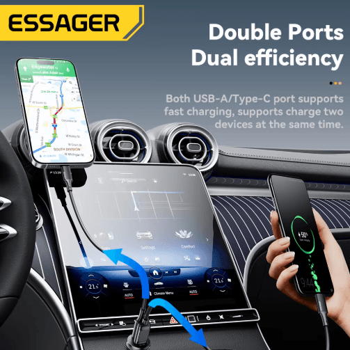 Essager 45W Mini USB C Car Charger PD 3.0 & QC 3.0 Fast Charging Adapter