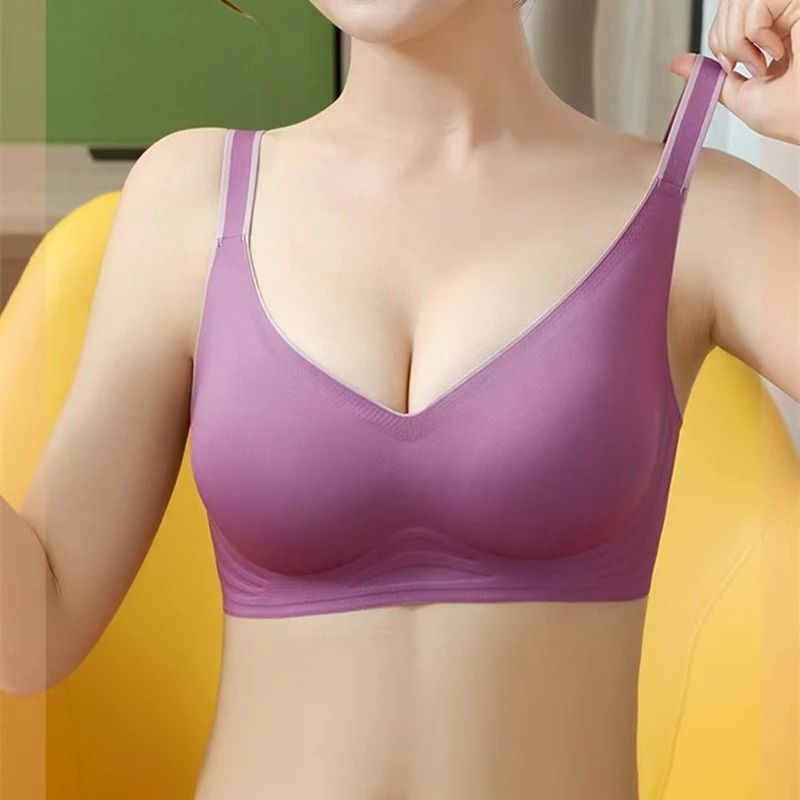 Contrast Color Gradient Seamless Push Up Bra Without Underwire for Women