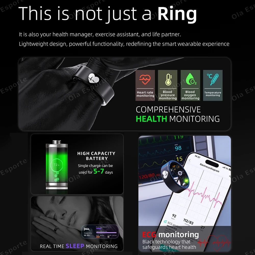 R30 Smart Health Ring ECG Heart Rate Blood Pressure Sleep Tracker
