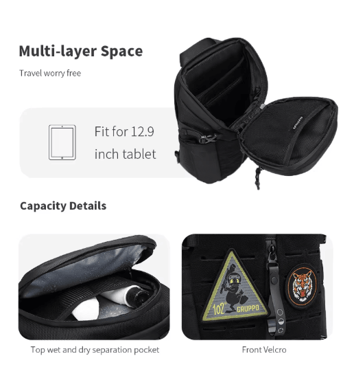 OZUKO Large Capacity Waterproof Sling Bag Mens Crossbody Travel & Messenger Chest Bag