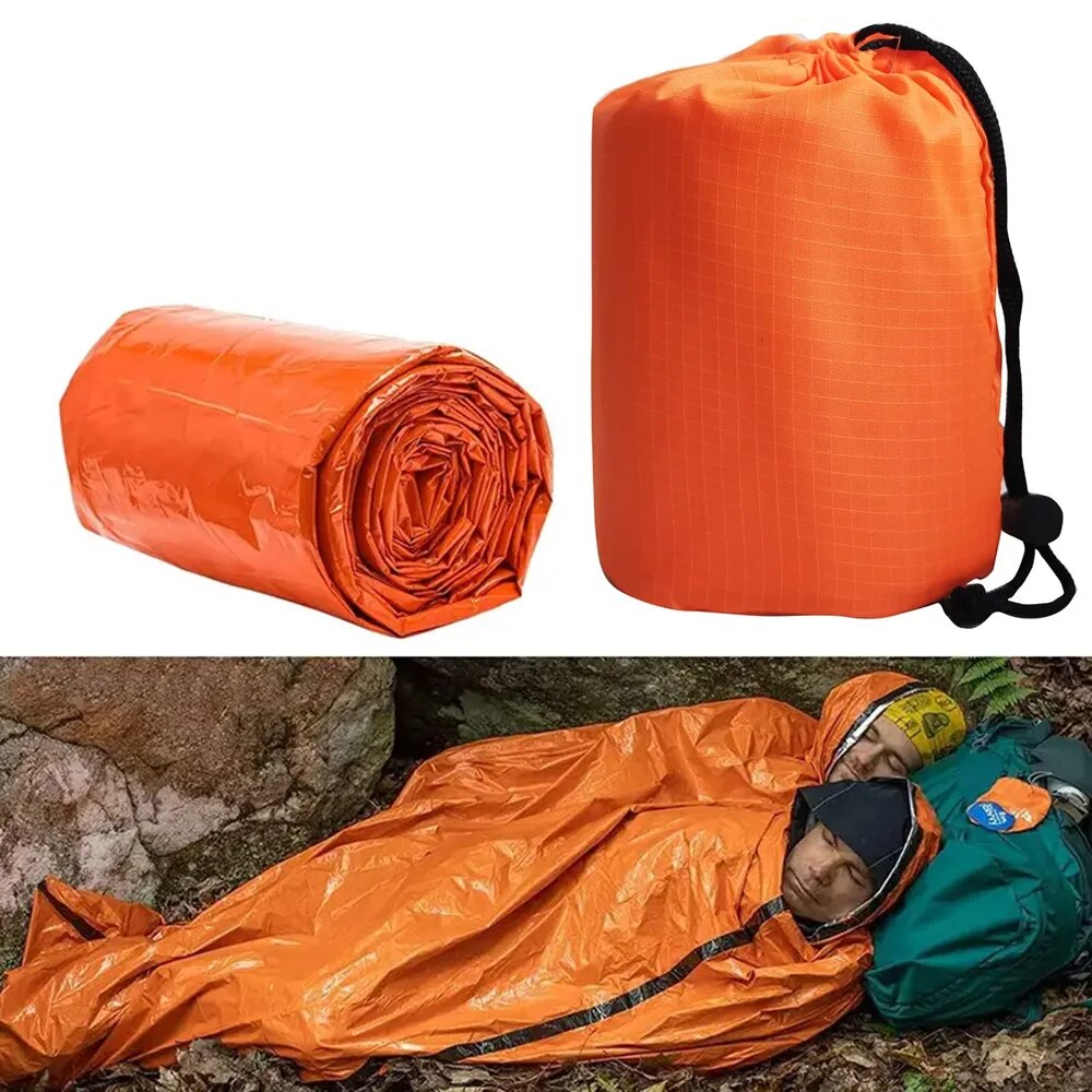 Emergency Sleeping Bag Ultra Waterproof Mylar Thermal Blanket for Survival Lightweight and Portable for Camping & Hiking