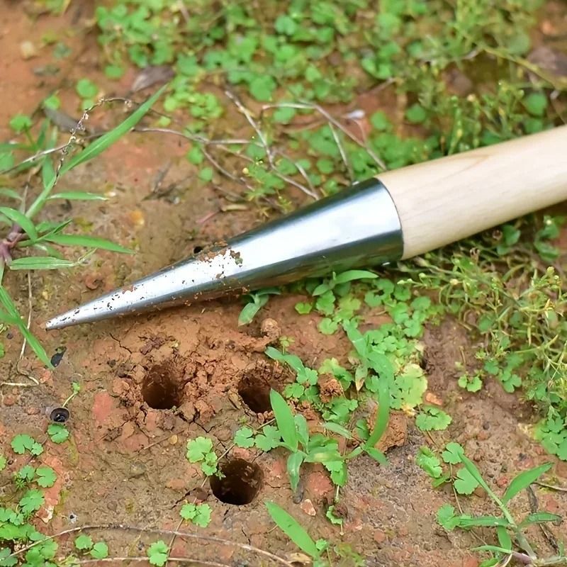 Heavy-Duty Stainless Steel T-Handle Garden Dibber and Seed Hole Puncher