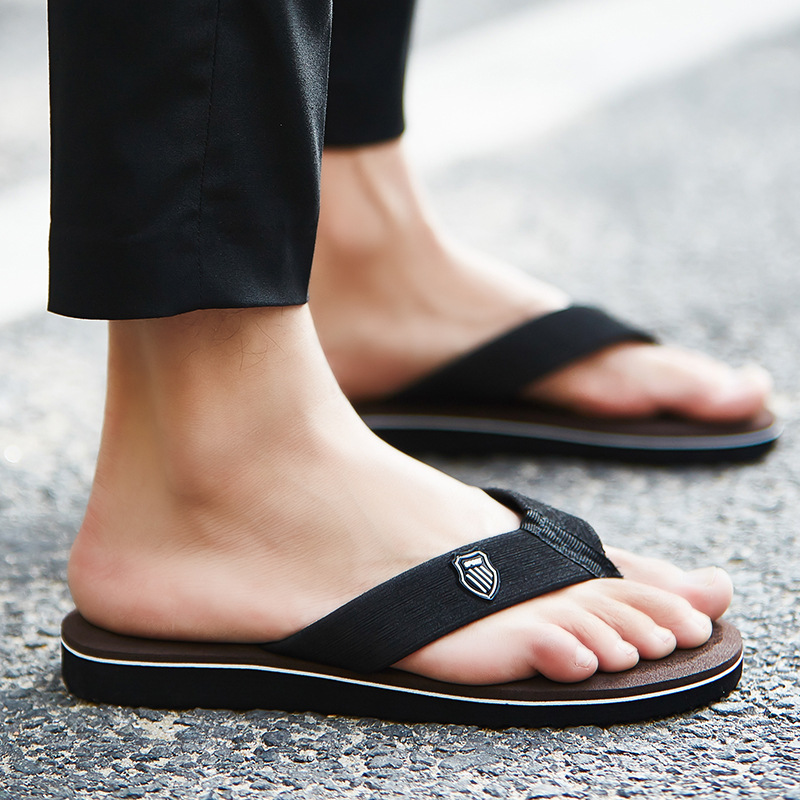 Men's Casual Flip Flops Slippers, Summer Beach Sandals Non-Slip Flat Slides, Comfortable Indoor House Shoes