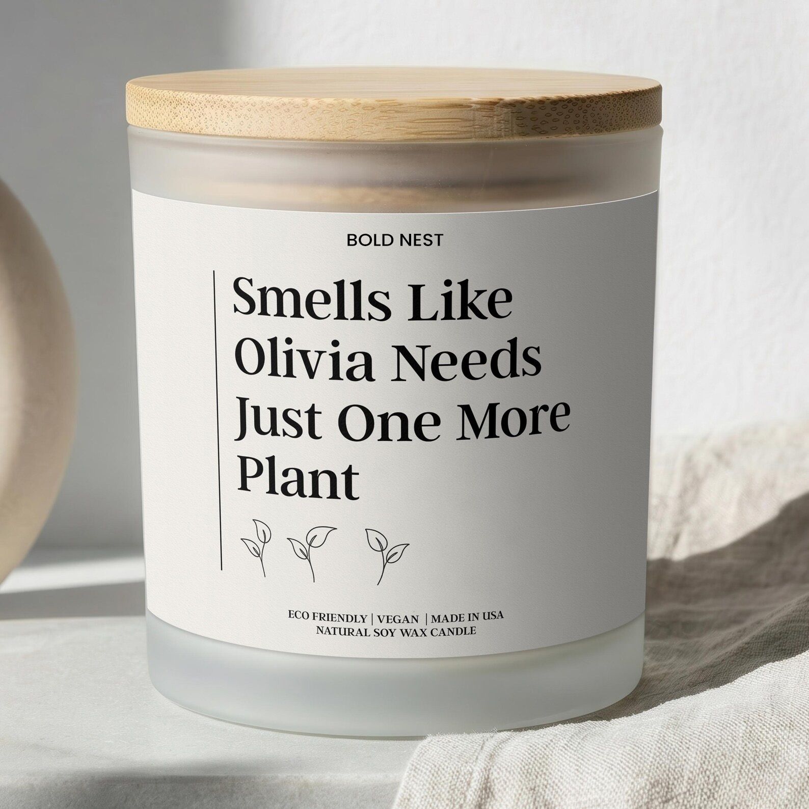 Custom Plant Lover Candle – Personalized Funny Gardening Gift, Soy Wax Birthday Candle with Bamboo Lid for Plant Lovers