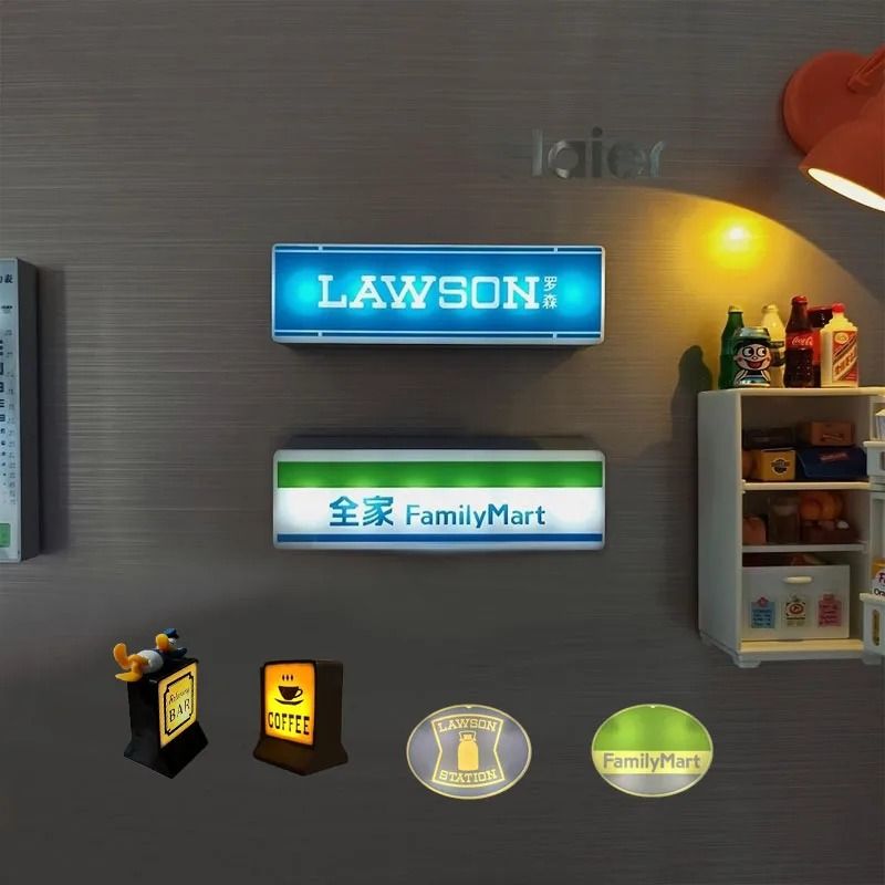 Magnetic LED Convenience Store Fridge Sticker – Touch-Control Luminous Lawson Style Decor