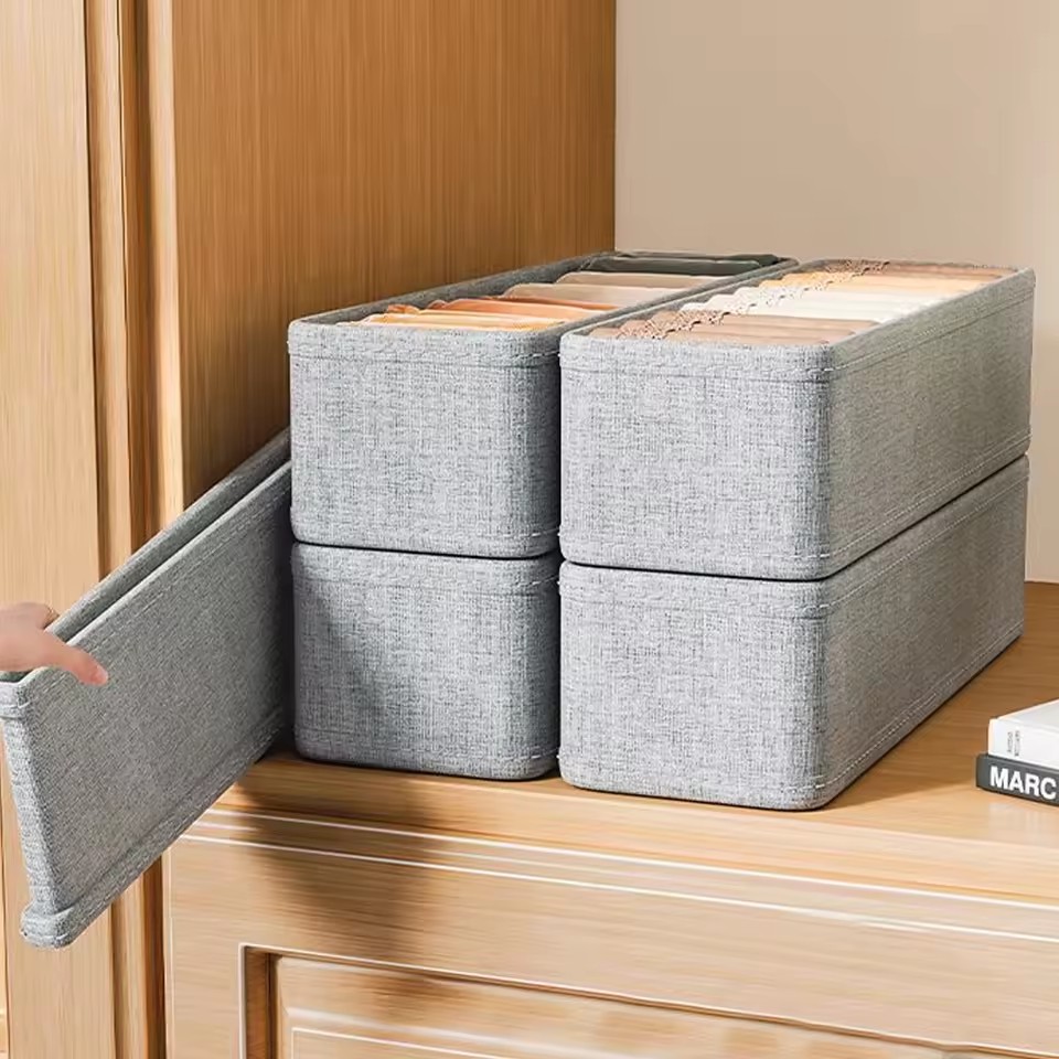 Drawer Wardrobe Storage Organizers, Cabinet Drawer Clothes Storage Box, T Shirts Jeans Underwear Pants Organizer Box
