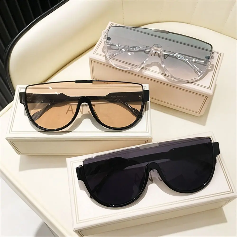 Oversized Designer Sunglasses, Women's Fashion Monoblock Semi-round Eyewear, Half Frame Sun Glasses for Women & Men