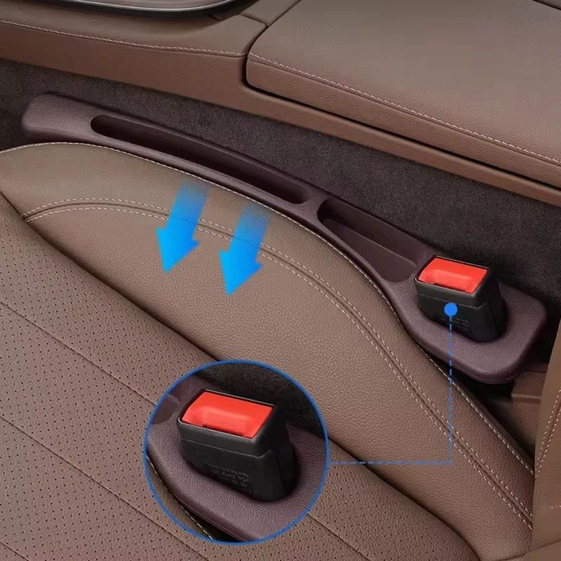 2pcs Car Seat Gap Filler Organizer – Waterproof Anti-Drop Seat Gap Plug with Dual Storage Grooves