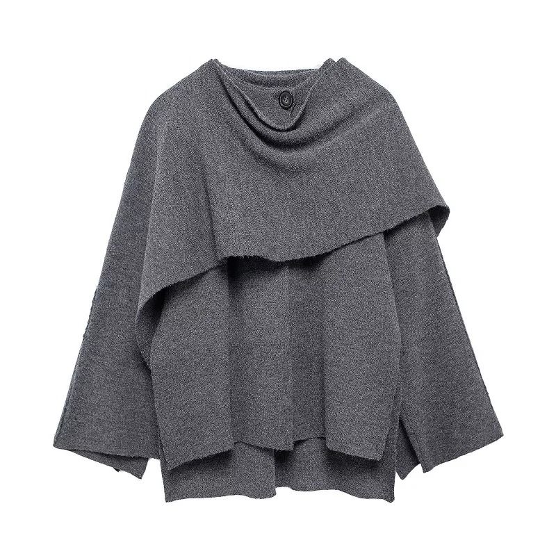 Elegant Womens Knit Cape Coat Scarf Collar Winter Poncho Cardigan
