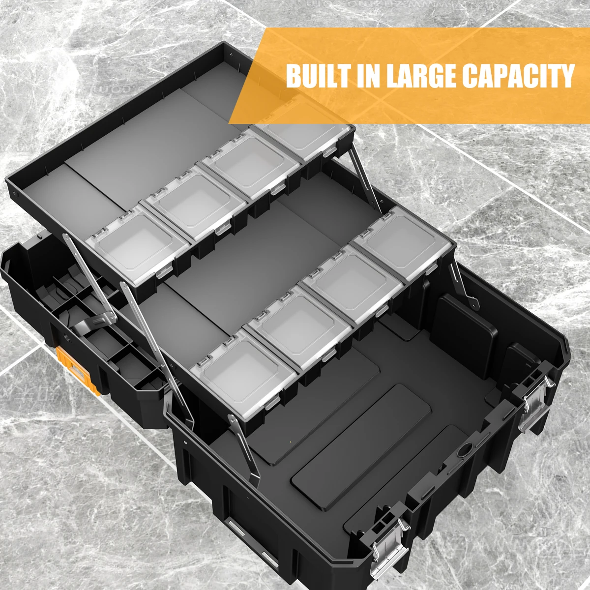 Portable Combo Toolbox with Wheels, Stackable Modular Combo Set, Easy Mobility, Space-Saving ToolBox