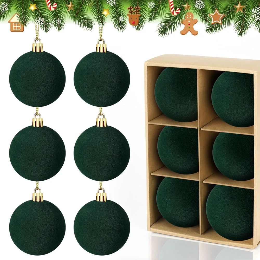 Velvet Flocked Christmas Ball Ornaments Set