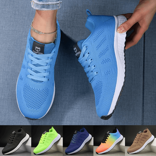 Everyday Breathable Knit Lace-Up Walking Sneakers