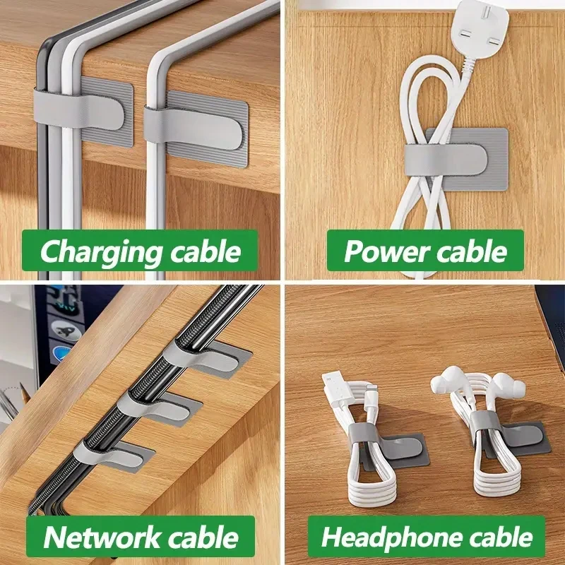 Self-Adhesive Cord Rope Holder, Reusable Cable Ties, Adjustable Cord Organizer Straps for Office