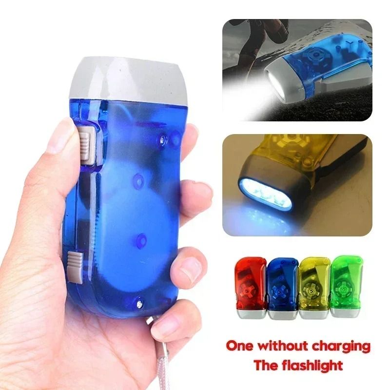 Hand Pressing Dynamo Crank Flashlight Mini Self Generating LED Lamp