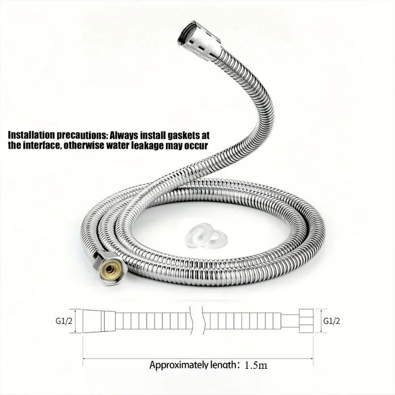 Stainless Steel Shower Hose Extension, Flexible Anti Tangle Bathroom Handheld Shower Water Pipe