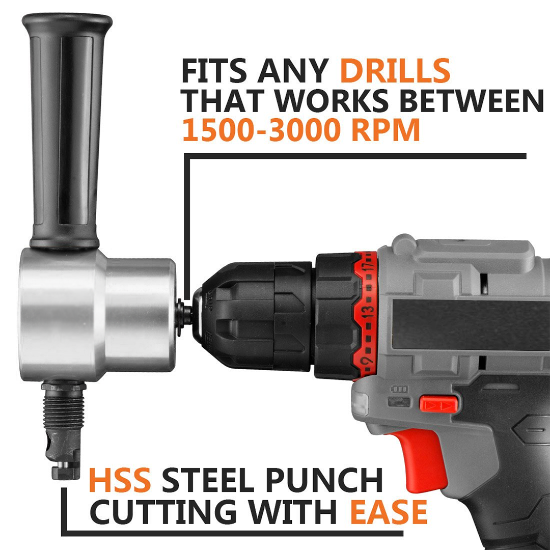 Double Head Sheet Metal Nibbler with Drill Attachment