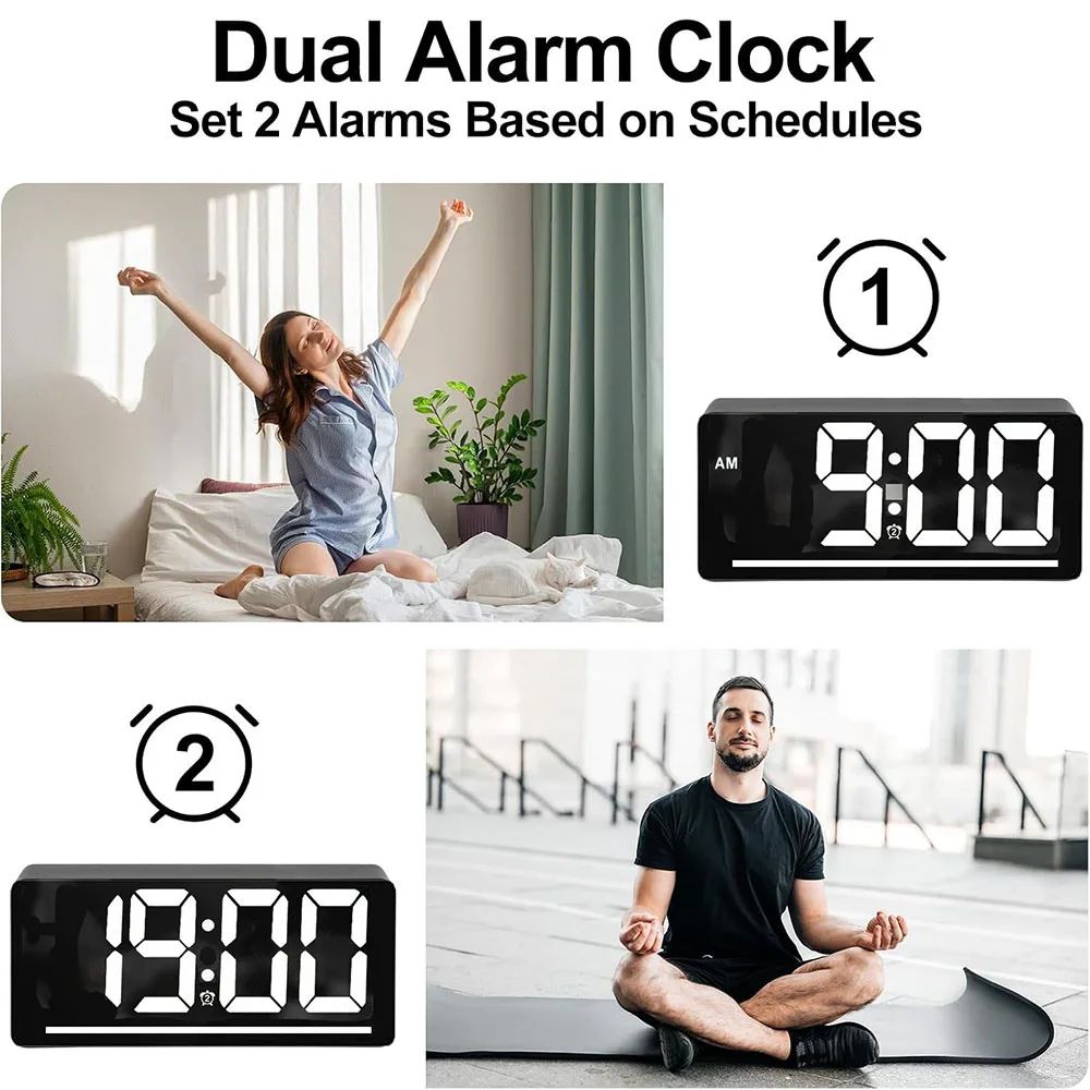 Large Display Digital Alarm Clock with Temperature
