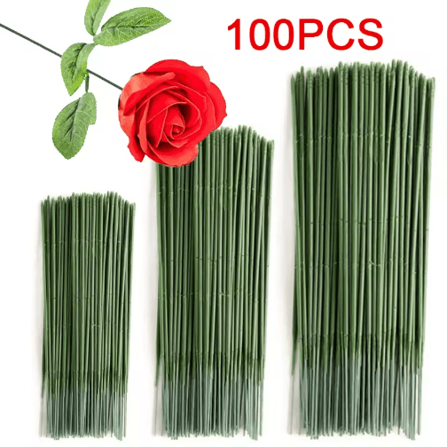 Artificial Flower Stems – 100PCS Plastic DIY Floral Stems for Wedding & Craft Arrangements