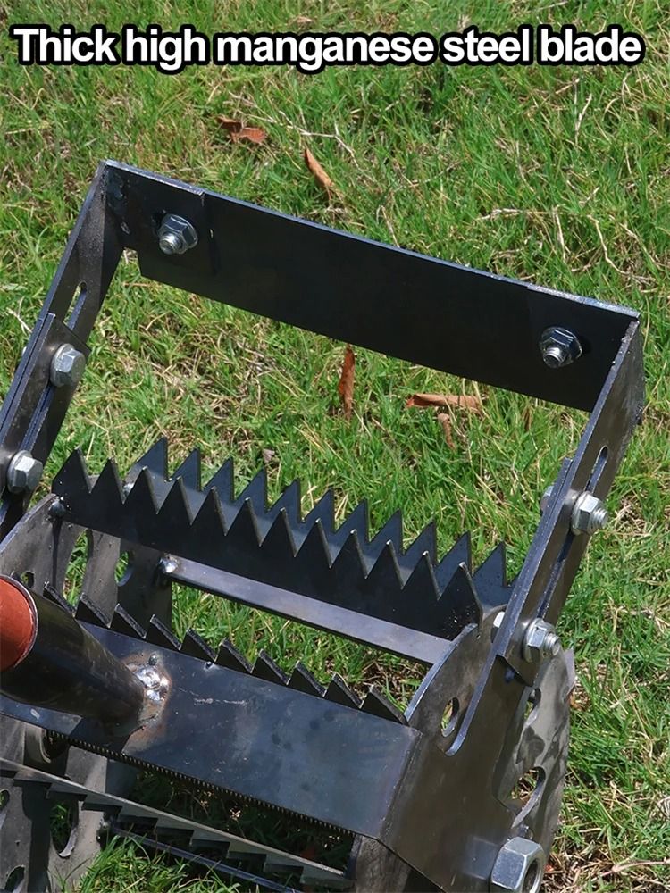 Hand Push Wheeled Weeder with Saw Tooth Manganese Steel Blade