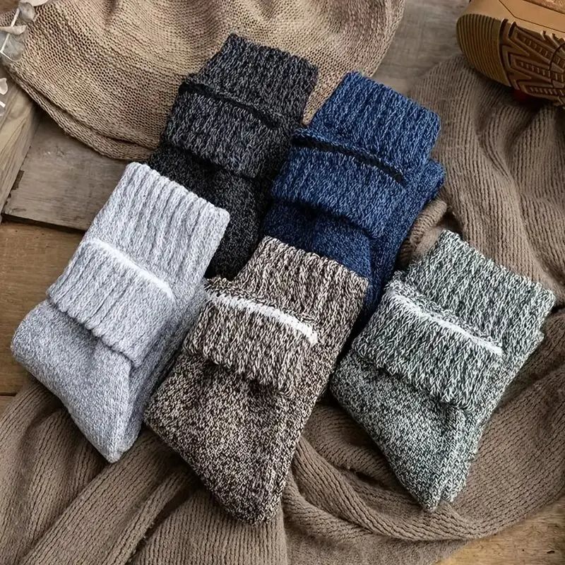 Winter Warm Thick Wool Socks for Men, Merino Wool Slipper Socks with Towel Bottom Against Cold & Snow