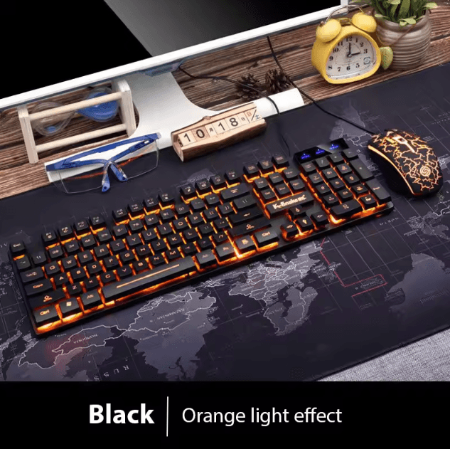 KM320 Keyboard & Mouse Combo – Waterproof Backlit Gaming Set with Luminous LED