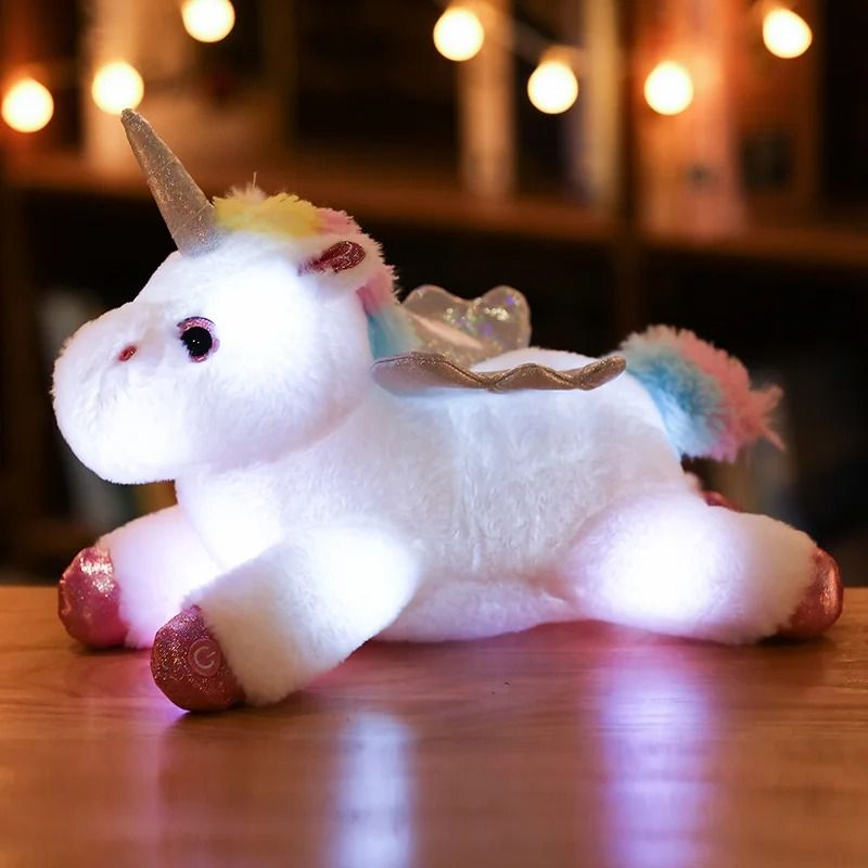 Glowing Unicorn Plush Pillow LED Light Soft Stuffed Toy Cushion for Kids and Girls