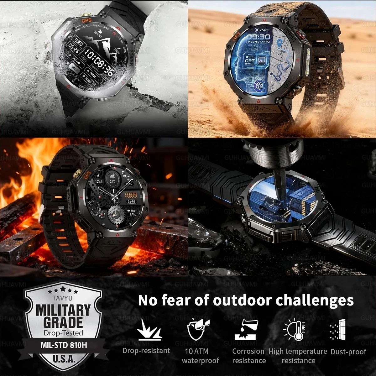T-Rex 3 Ultra Military GPS Smartwatch with AMOLED Display, 10ATM Waterproof and Compass