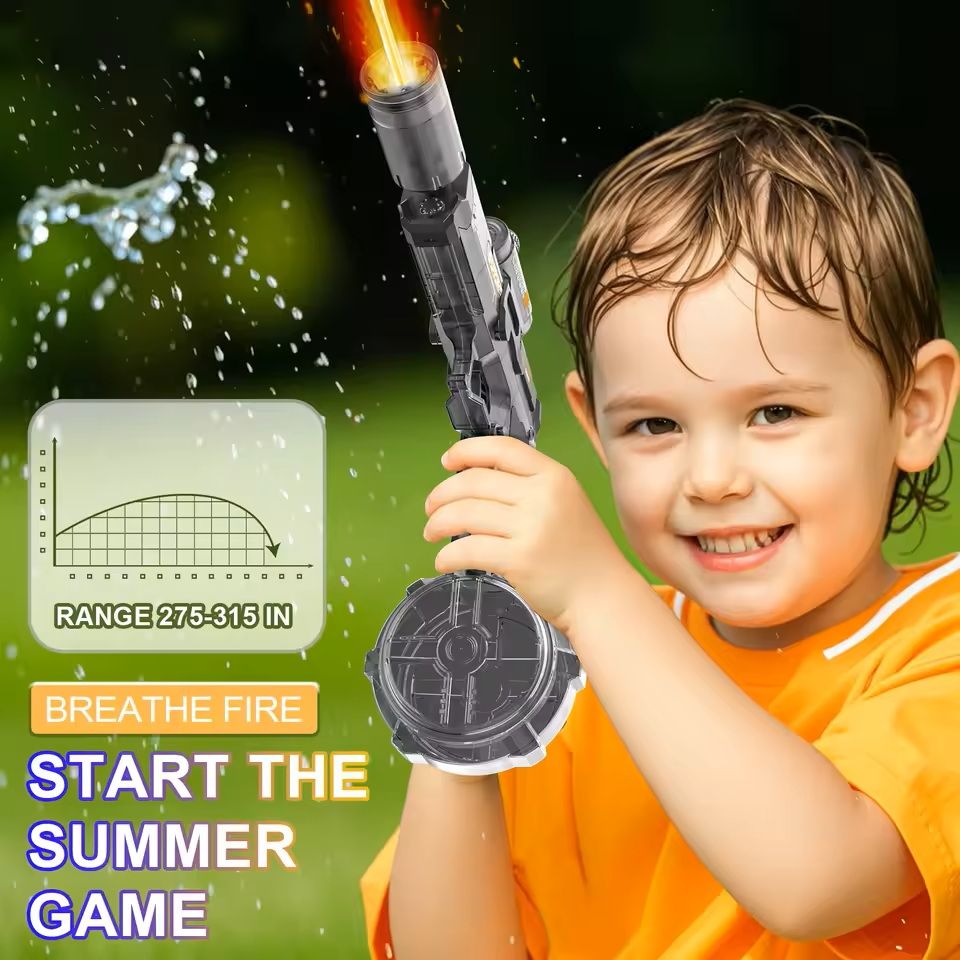 Electric Water Gun with Flame Light High Pressure Spray