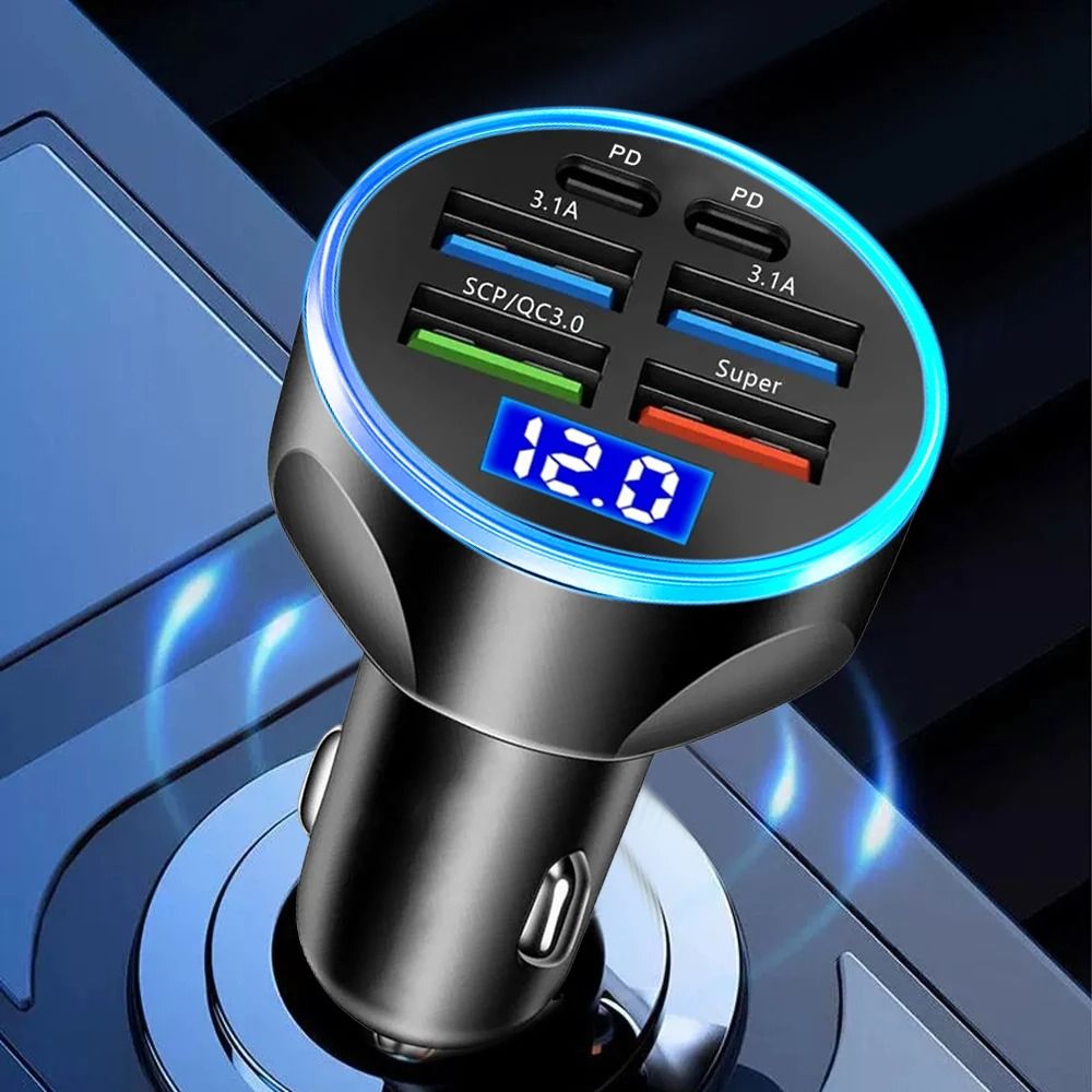 High Power Car Charger with Digital Display PD and QC 3.0 Fast Charge