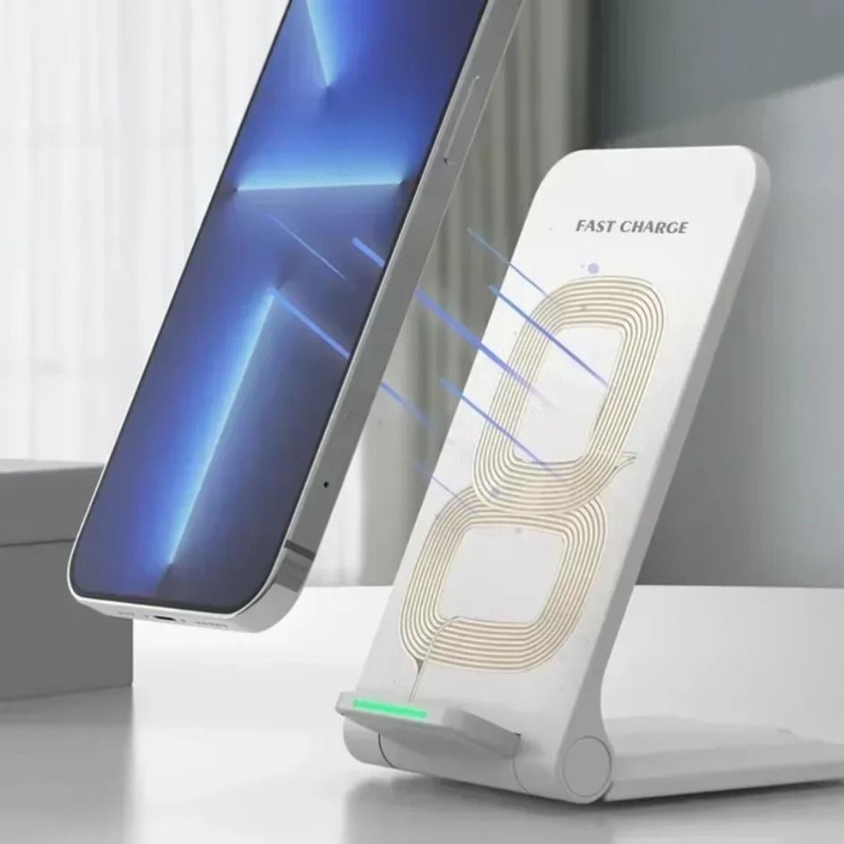 Wireless Charger Foldable Fast Charging Station, Desktop Stand for iPhone, Samsung, Xiaomi