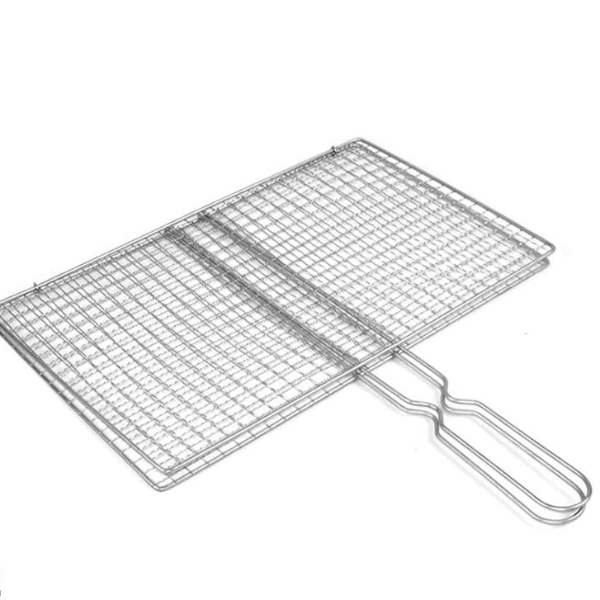 Barbecue Grilling Basket, BBQ Net, Steak Meat, Fish Net, Vegetable, Silver Iron Mesh Clamp