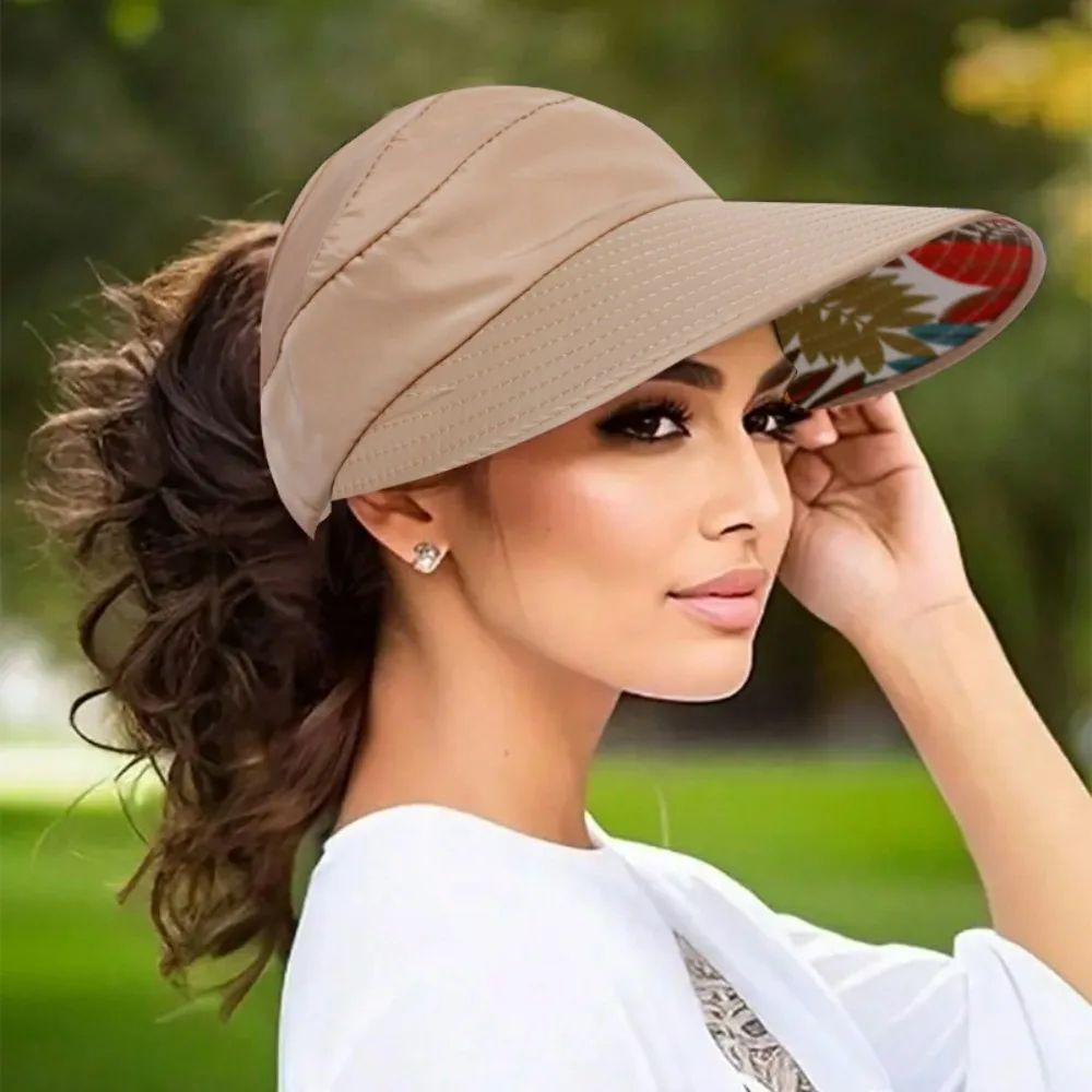Wide Brim Ponytail Sun Hat