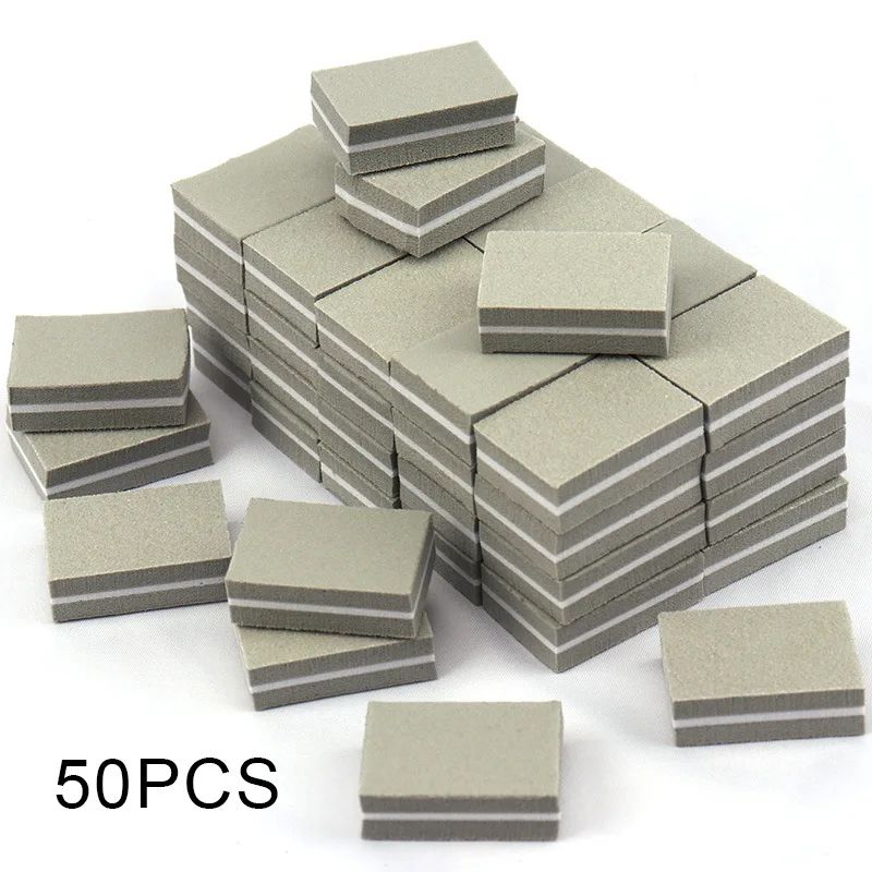 Mini Nail File Blocks Double Sided Sponge Nail Buffer Set 50 Pack