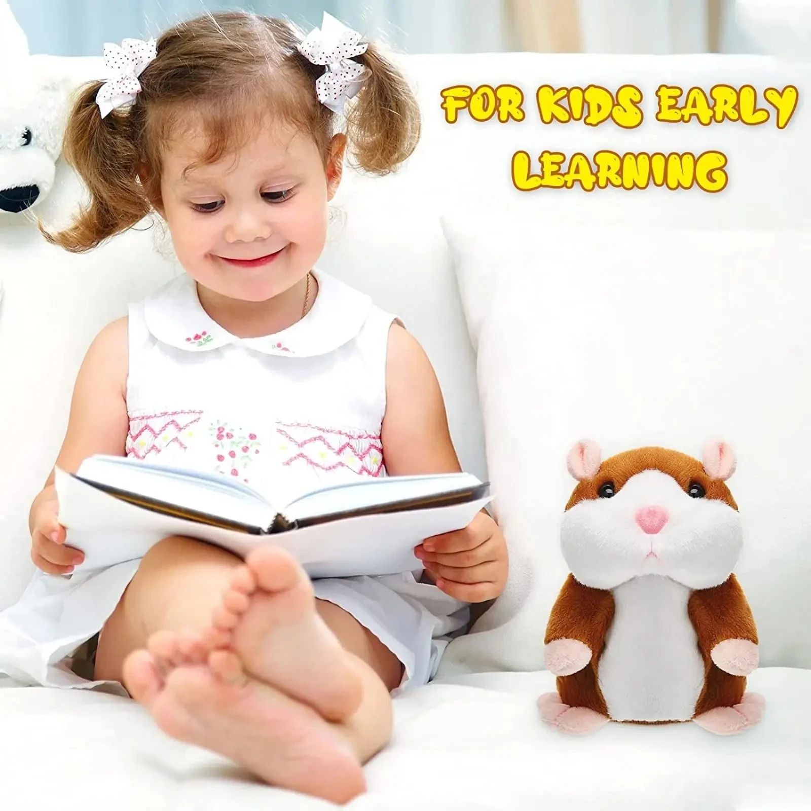 Talking Hamster Plush Toy - Voice Repeater & Nodding Doll, Funny Interactive Kids Gift for Toddlers, Soothing Play Pal