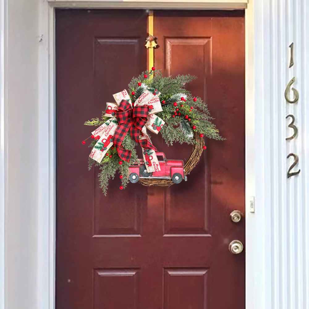Red Truck Christmas Wreath, Home Wreath Decoration, Christmas Door Hanging Decoration