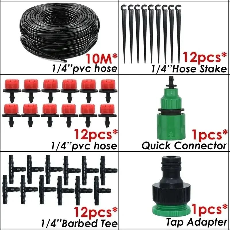Automatic Watering Garden Hose Micro Drip Watering Kit Adjustable Nozzle System