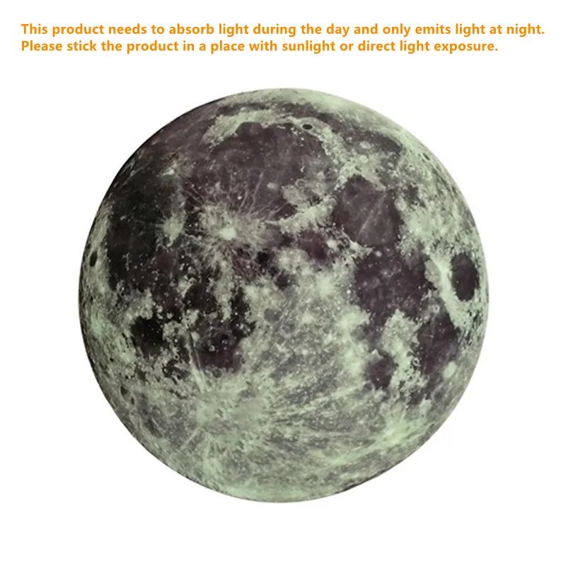 3D Glow in the Dark Moon Wall Sticker Luminous PVC Decal
