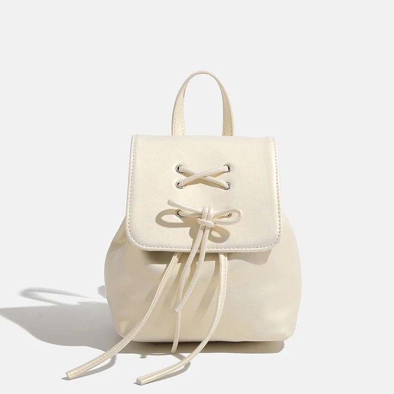 Simple Trendy PU Leather Backpack with Bowknot Detail