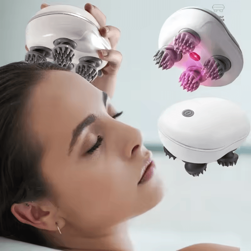 Electric Scalp and Body Massager with Red Light Therapy for Stress Relief Muscle Tension and Fatigue